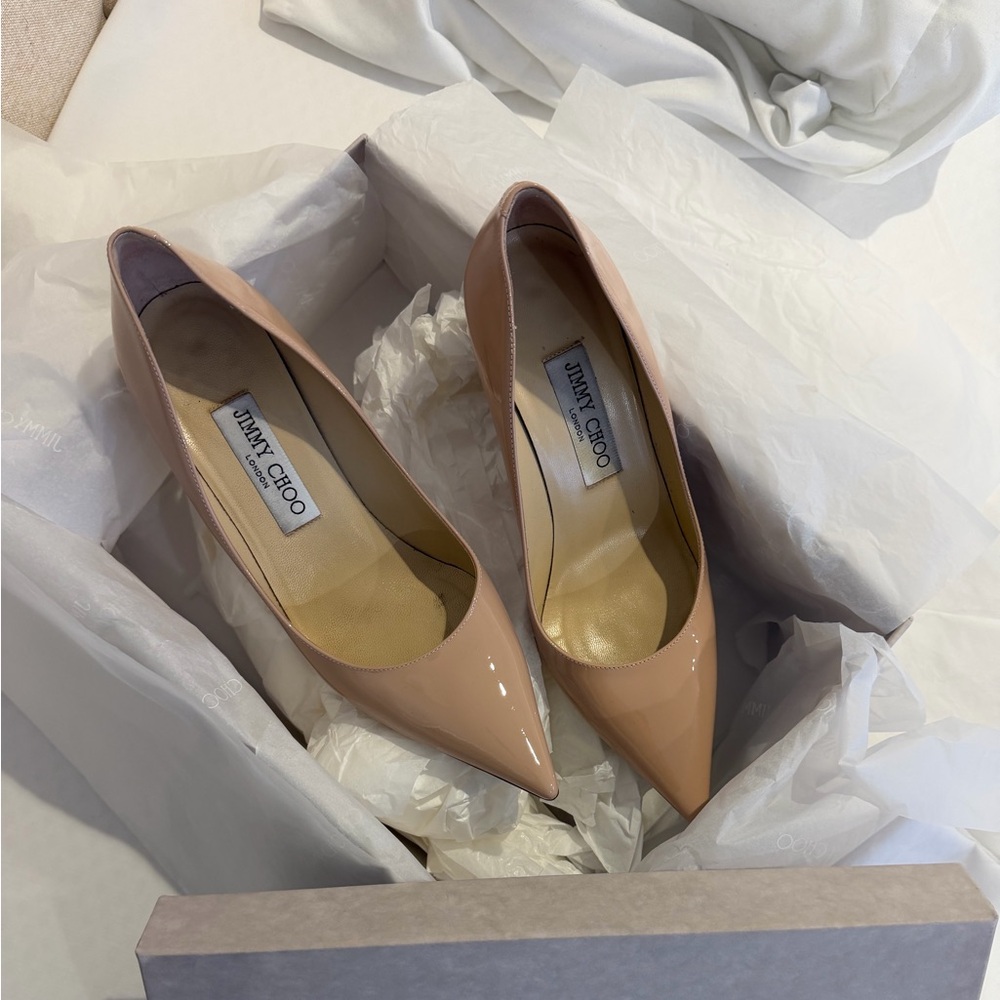 Jimmy Choo Nude Patent Heels